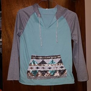 Turquoise hooded sweater Rue 21 size M